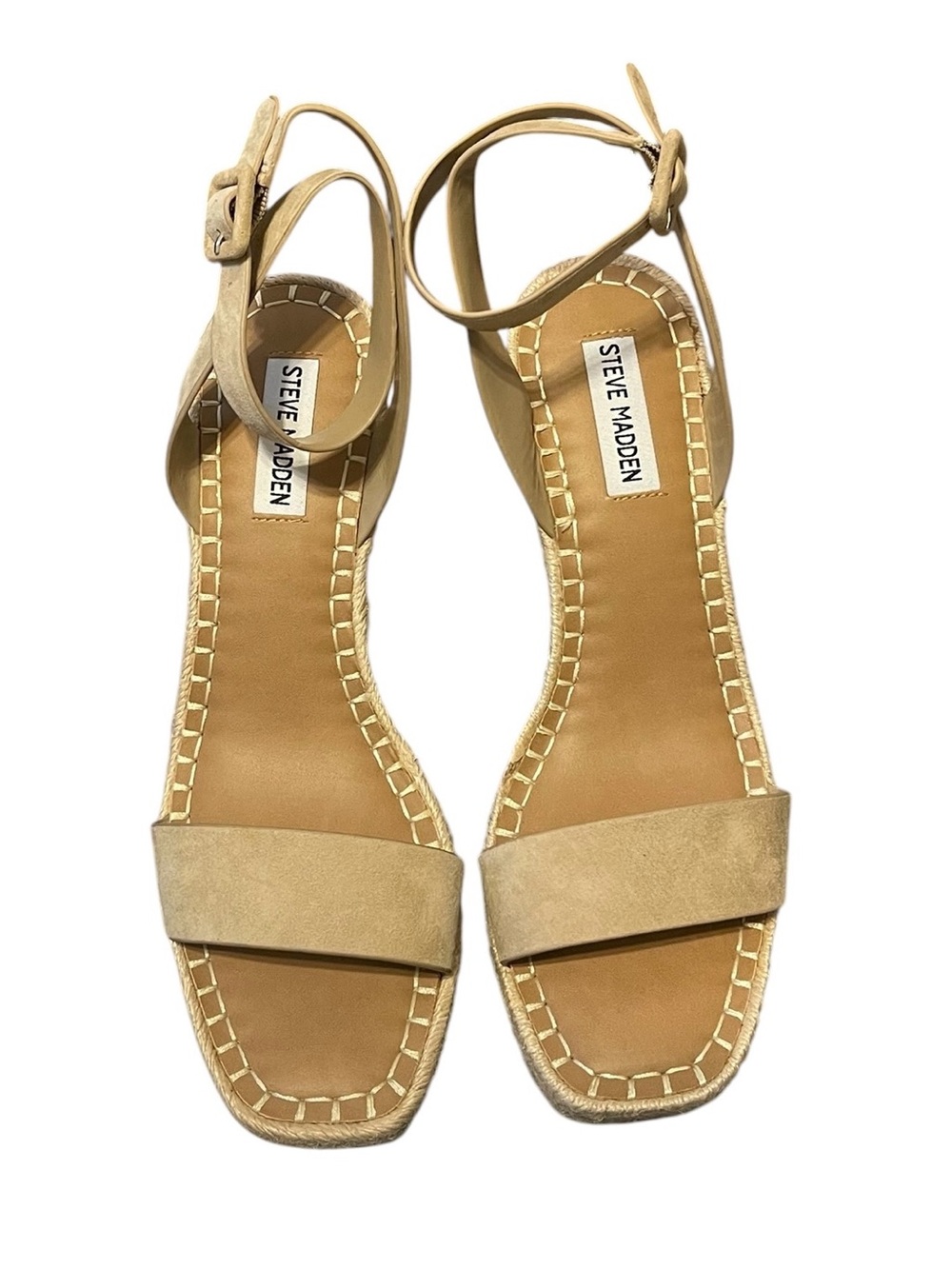 Steve Madden Tan Suede Wedge Sandal Granola Neutral sz 9 NIB - Picture 2 of 11